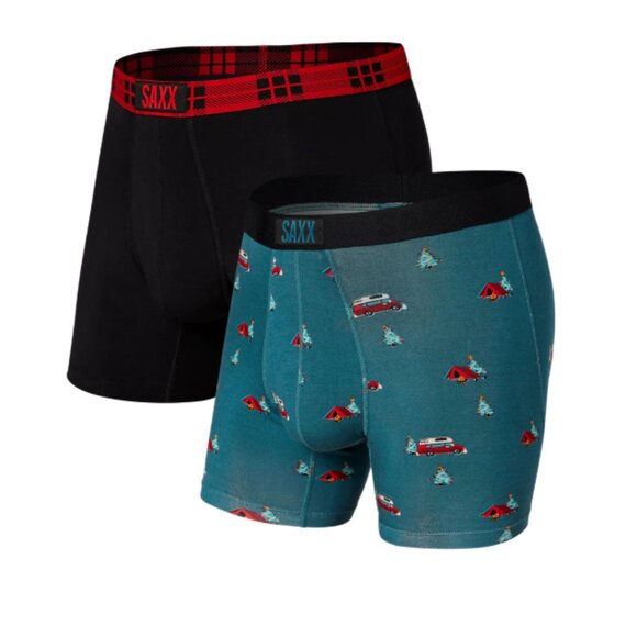 Saxx VIBE 2 pack Christmas Boxer Briefs "Woodsy Holiday & Buffalo" - Picture 1 of 3